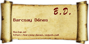 Barcsay Dénes névjegykártya